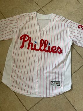 Philadelphia Phillies White & Red Pinstripe Baseball Jersey